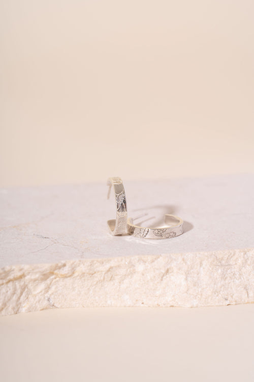 Recycled Silver Flower Meadow Hoops
