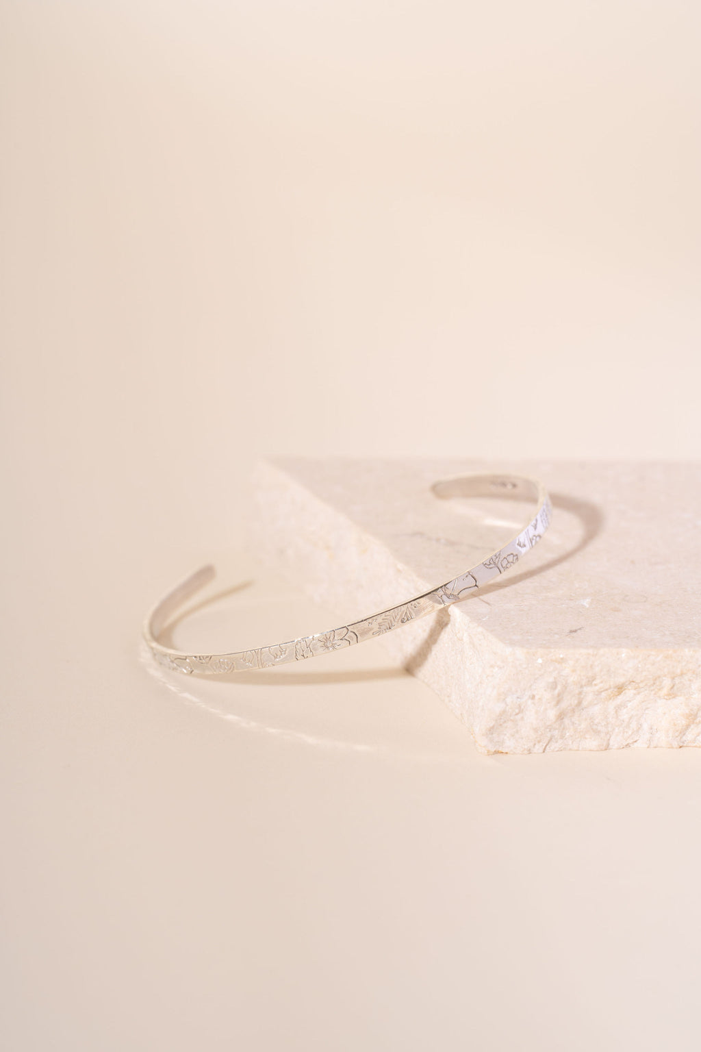 Recycled Silver Flower Meadow Torque Bangle