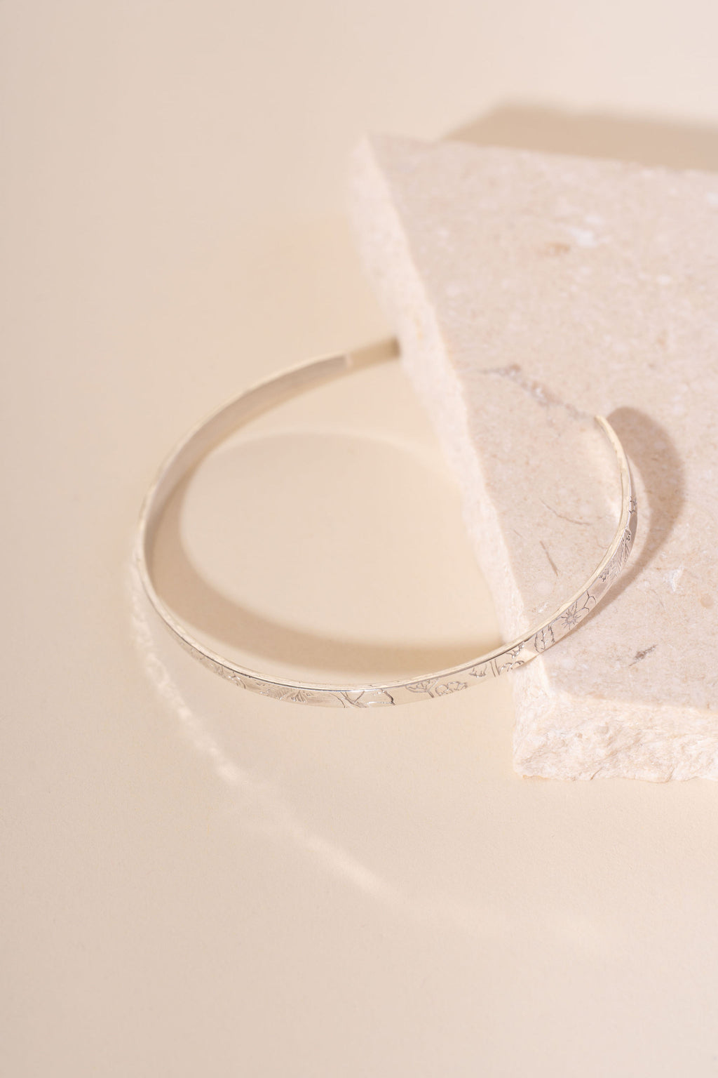 Recycled Silver Flower Meadow Torque Bangle