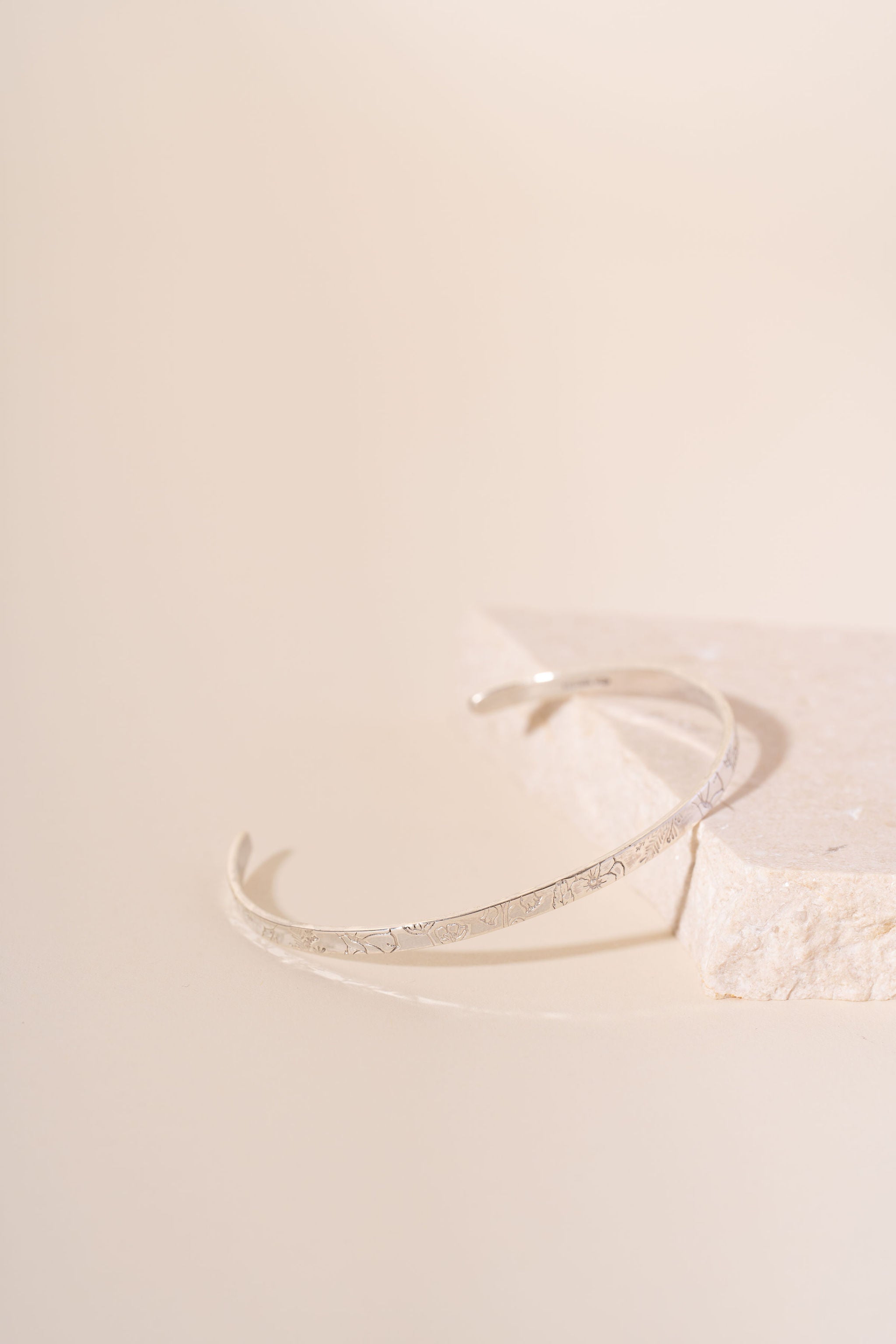 Recycled Silver Flower Meadow Torque Bangle