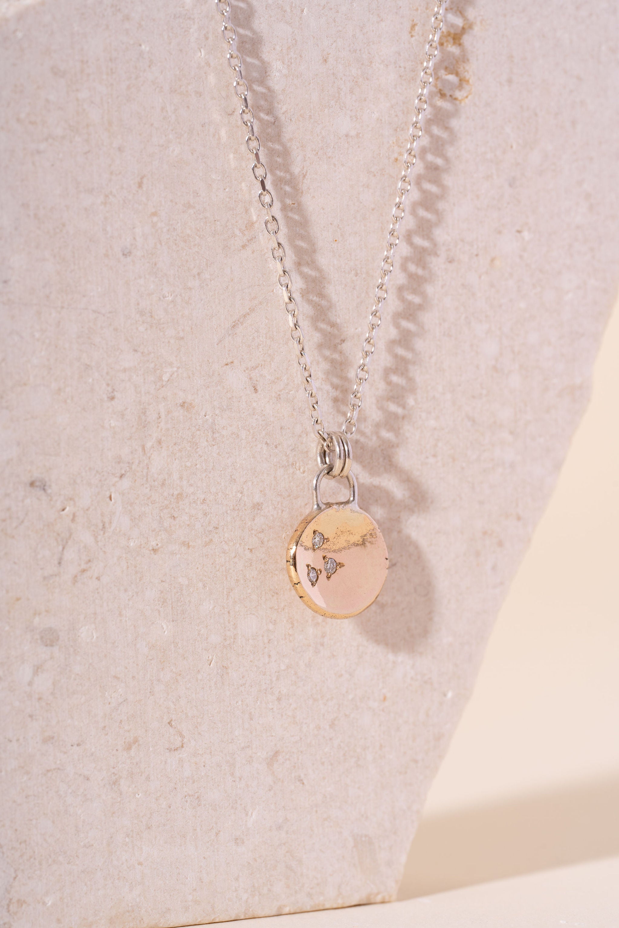 Recycled Silver and 9ct Yellow Gold Diamond Puddle Necklace