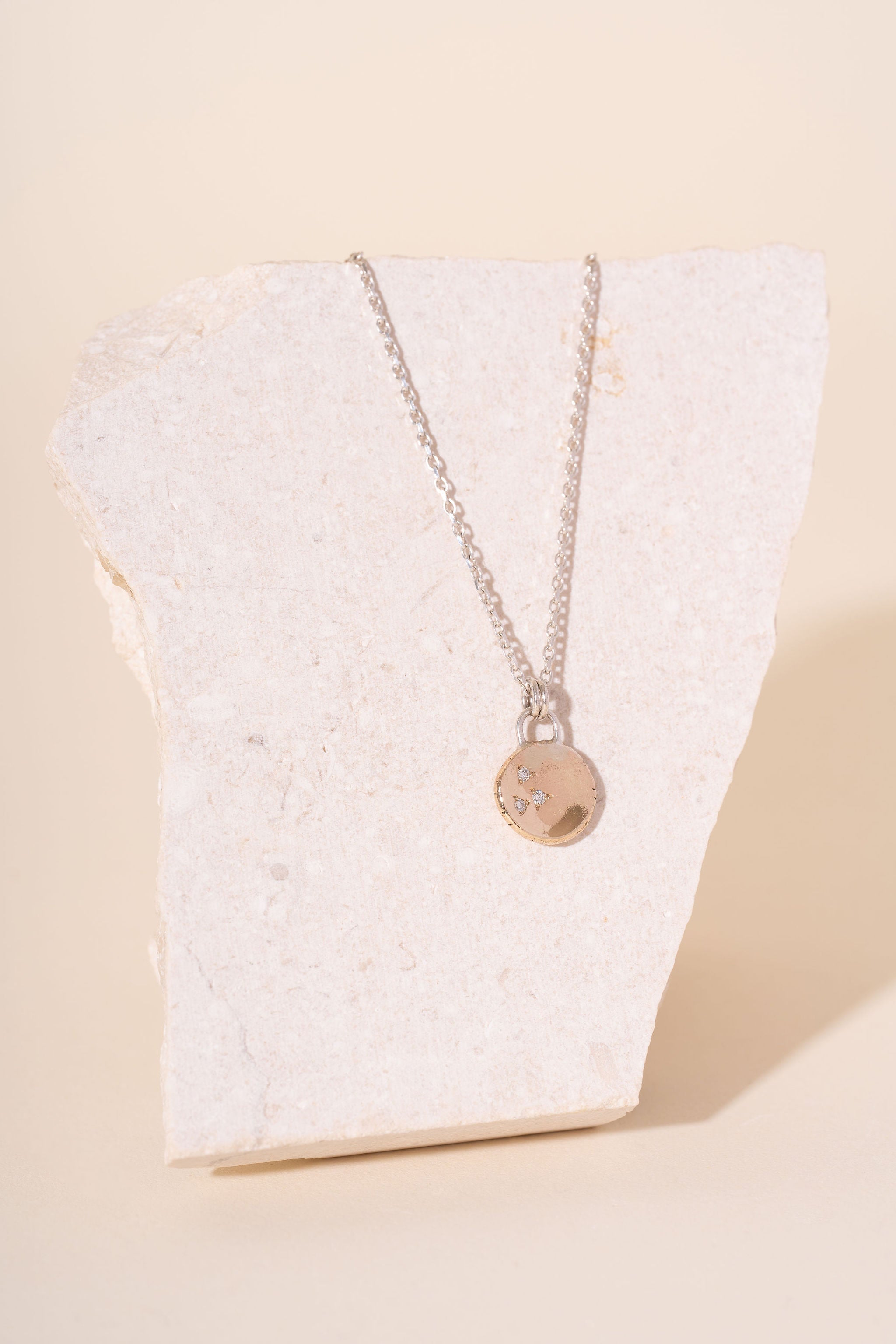 Recycled Silver and 9ct Yellow Gold Diamond Puddle Necklace
