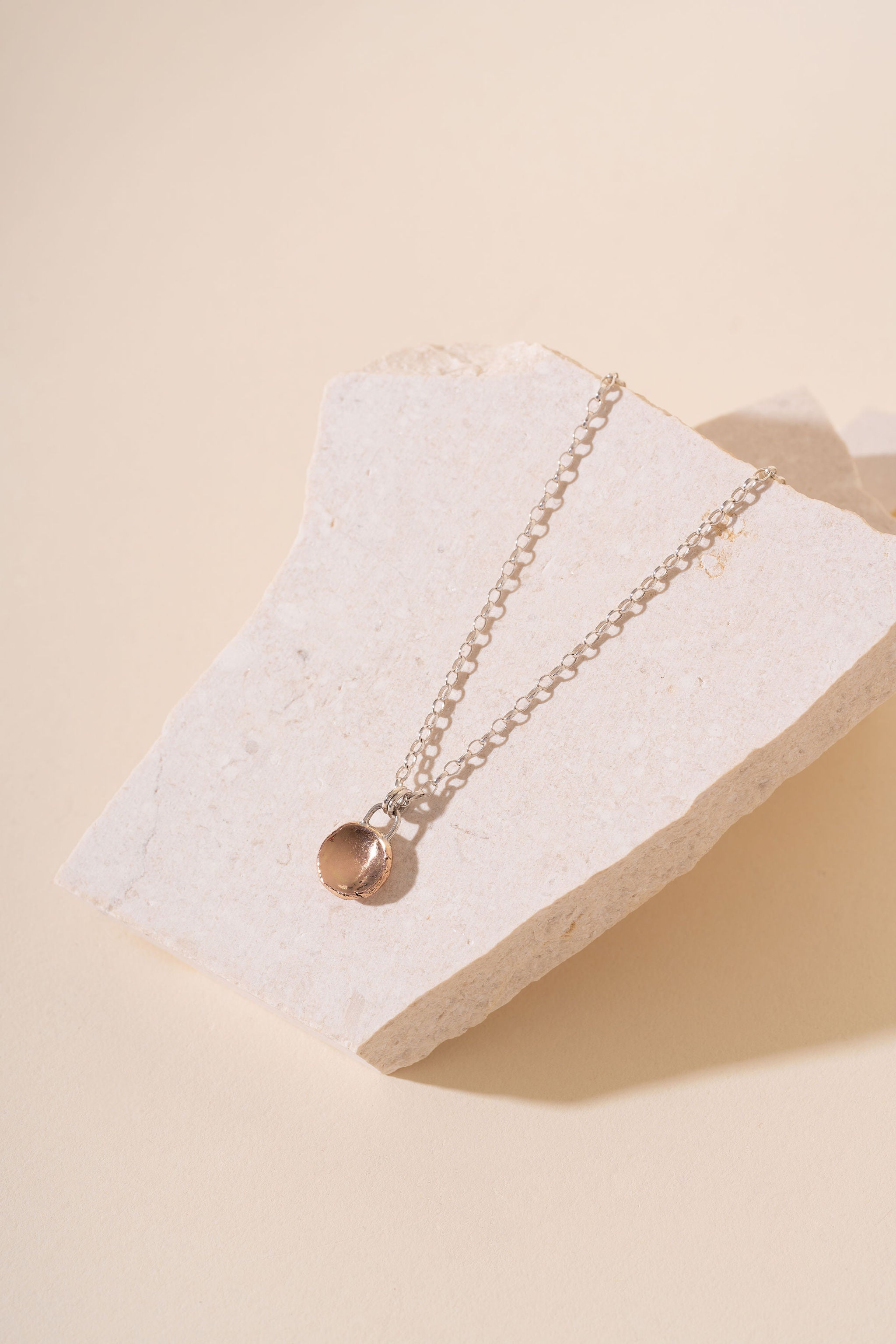 Recycled Silver and 9ct Rose Gold Puddle Necklace