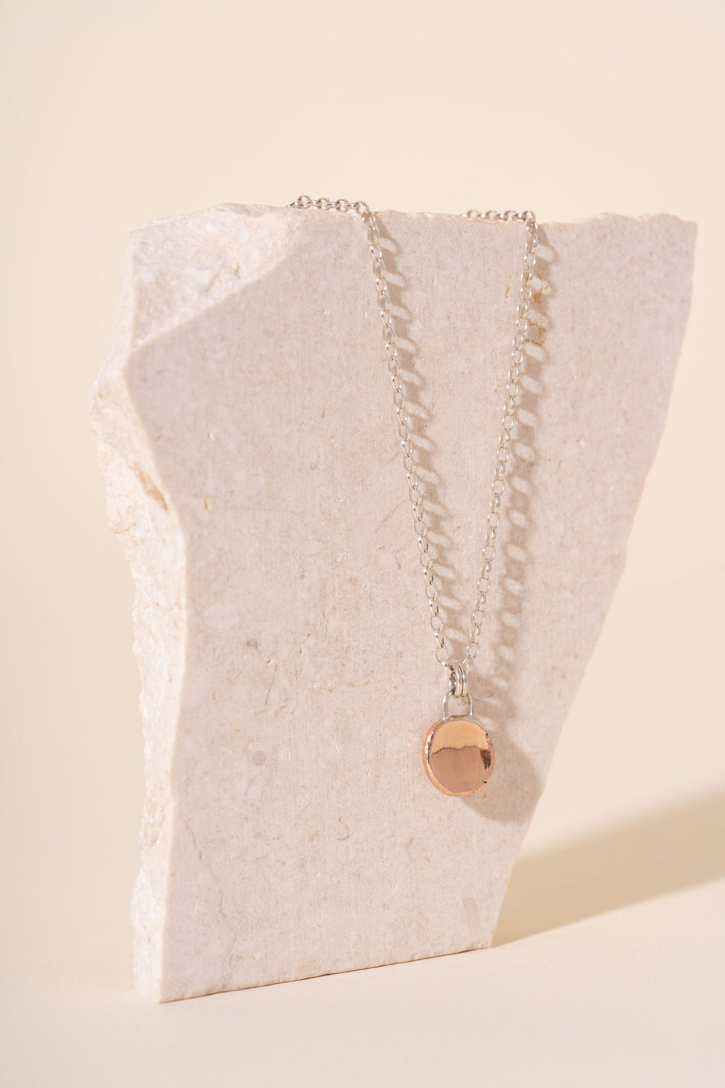 Recycled Silver and 9ct Rose Gold Puddle Necklace