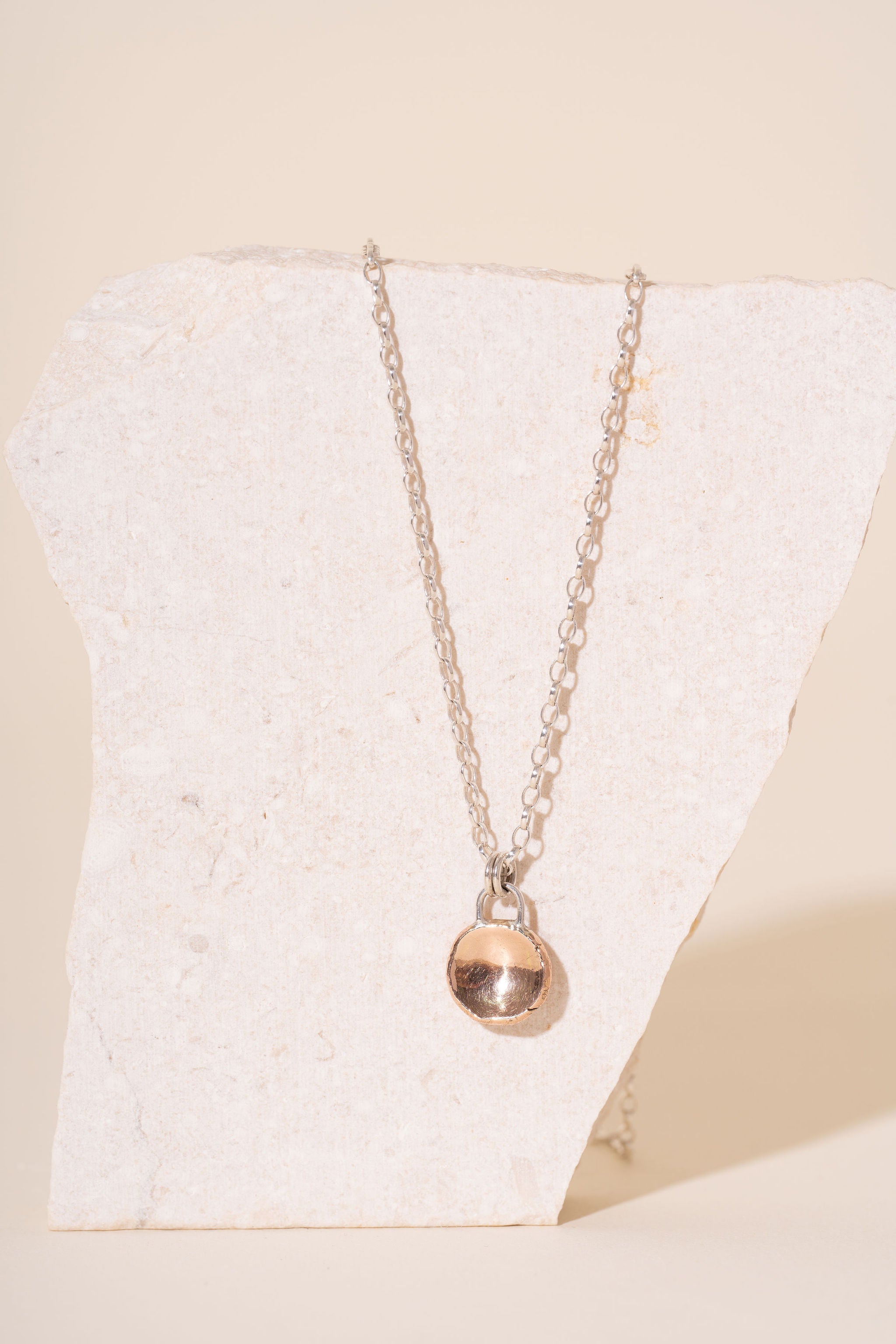 Recycled Silver and 9ct Rose Gold Puddle Necklace