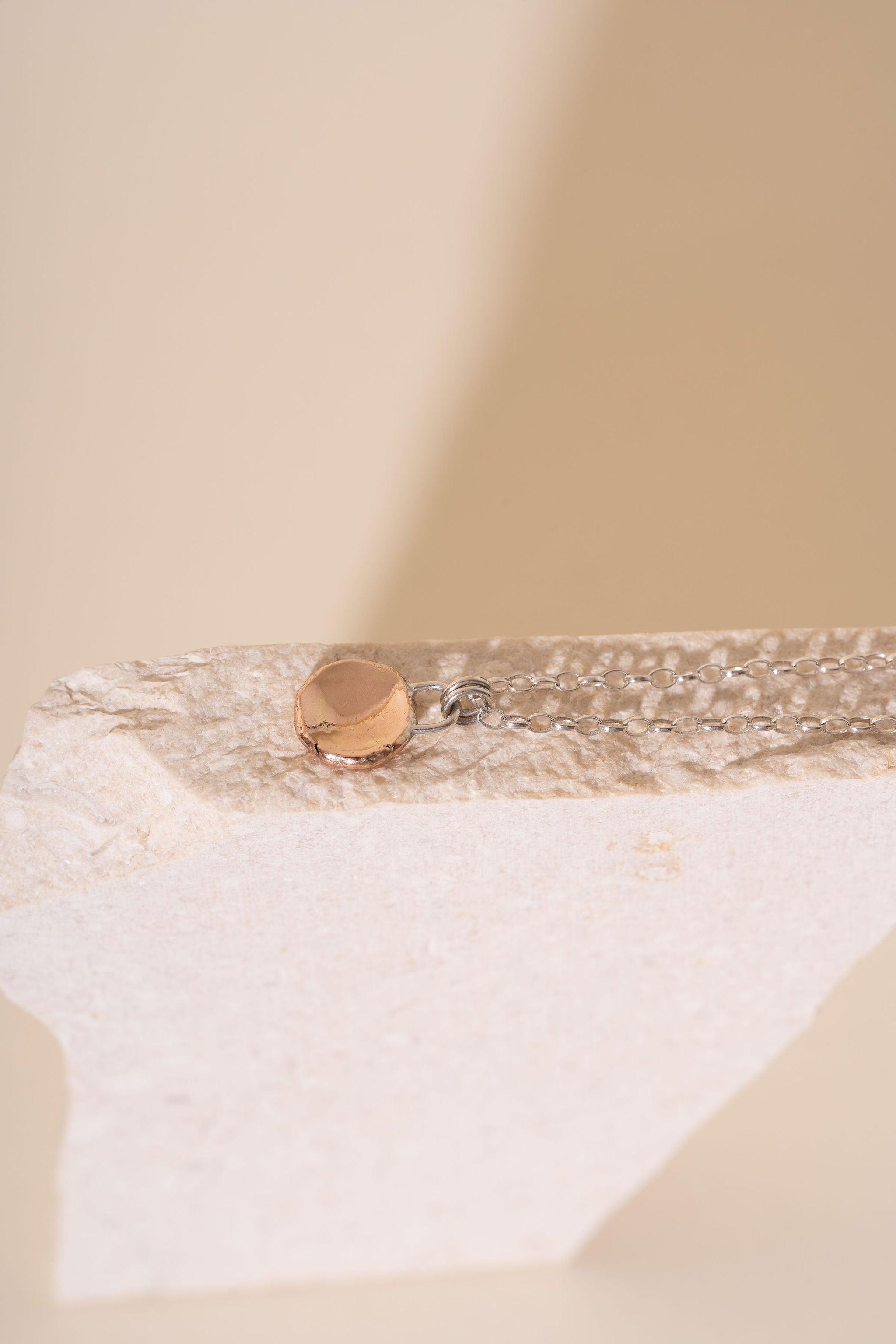 Recycled Silver and 9ct Rose Gold Puddle Necklace