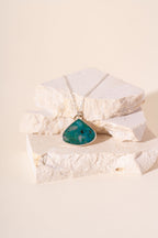 Chrysocolla Silver and 9ct Yellow Gold Necklace