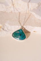 Chrysocolla Silver and 9ct Yellow Gold Necklace