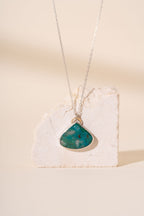 Chrysocolla Silver and 9ct Yellow Gold Necklace