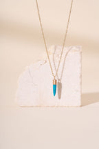 Recycled 9ct Brushed Gold and Turquoise Bullet Drop Necklace