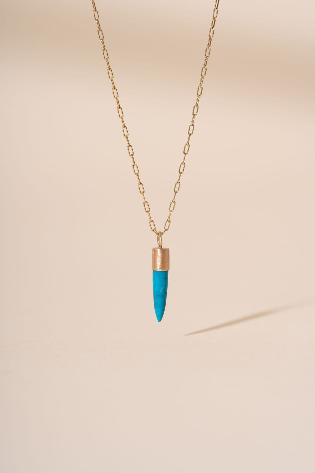 Recycled 9ct Brushed Gold and Turquoise Bullet Drop Necklace