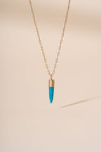 Recycled 9ct Brushed Gold and Turquoise Bullet Drop Necklace