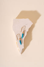 Recycled 9ct Brushed Gold and Turquoise Bullet Drop Earrings