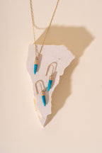 Recycled 9ct Brushed Gold and Turquoise Bullet Drop Necklace
