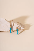 Recycled 9ct Brushed Gold and Turquoise Bullet Drop Earrings