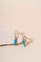 Recycled 9ct Brushed Gold and Turquoise Bullet Drop Earrings