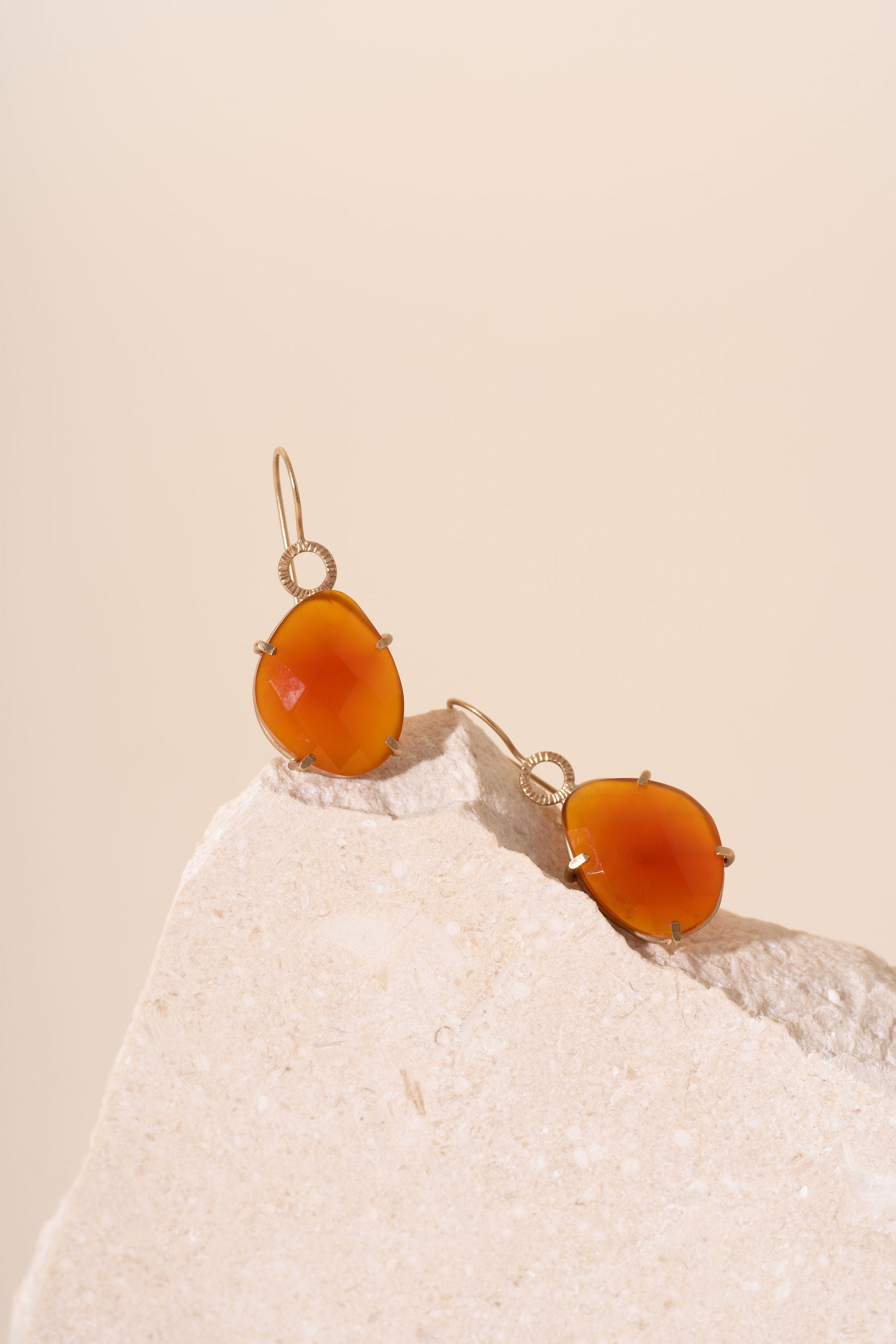 9ct Recycled Gold Carnelian Sunburst Earrings