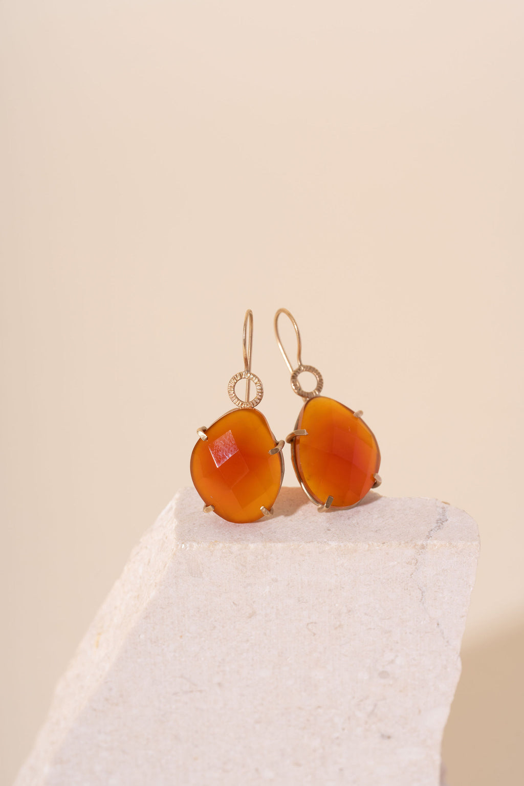 9ct Recycled Gold Carnelian Sunburst Earrings