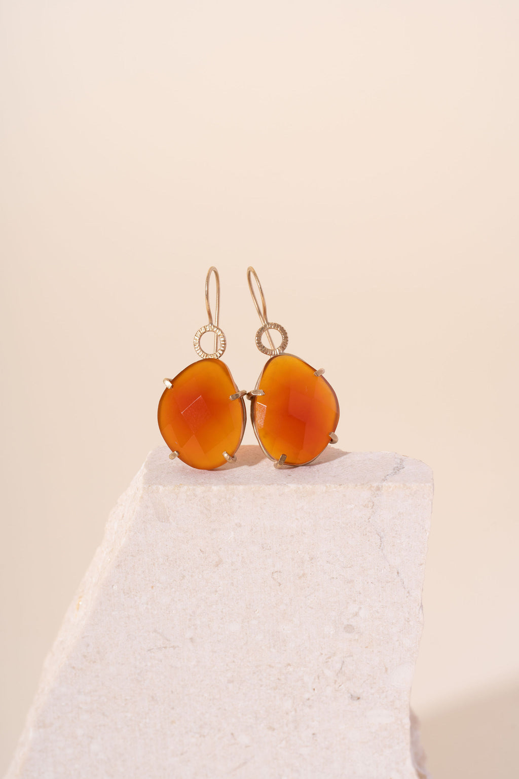 9ct Recycled Gold Carnelian Sunburst Earrings