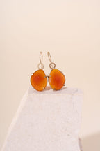 9ct Recycled Gold Carnelian Sunburst Earrings