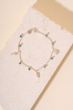 Silver Shells and Natural Turquoise Beaded Bracelet