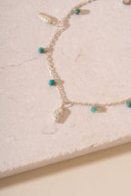 Silver Shells and Natural Turquoise Beaded Bracelet