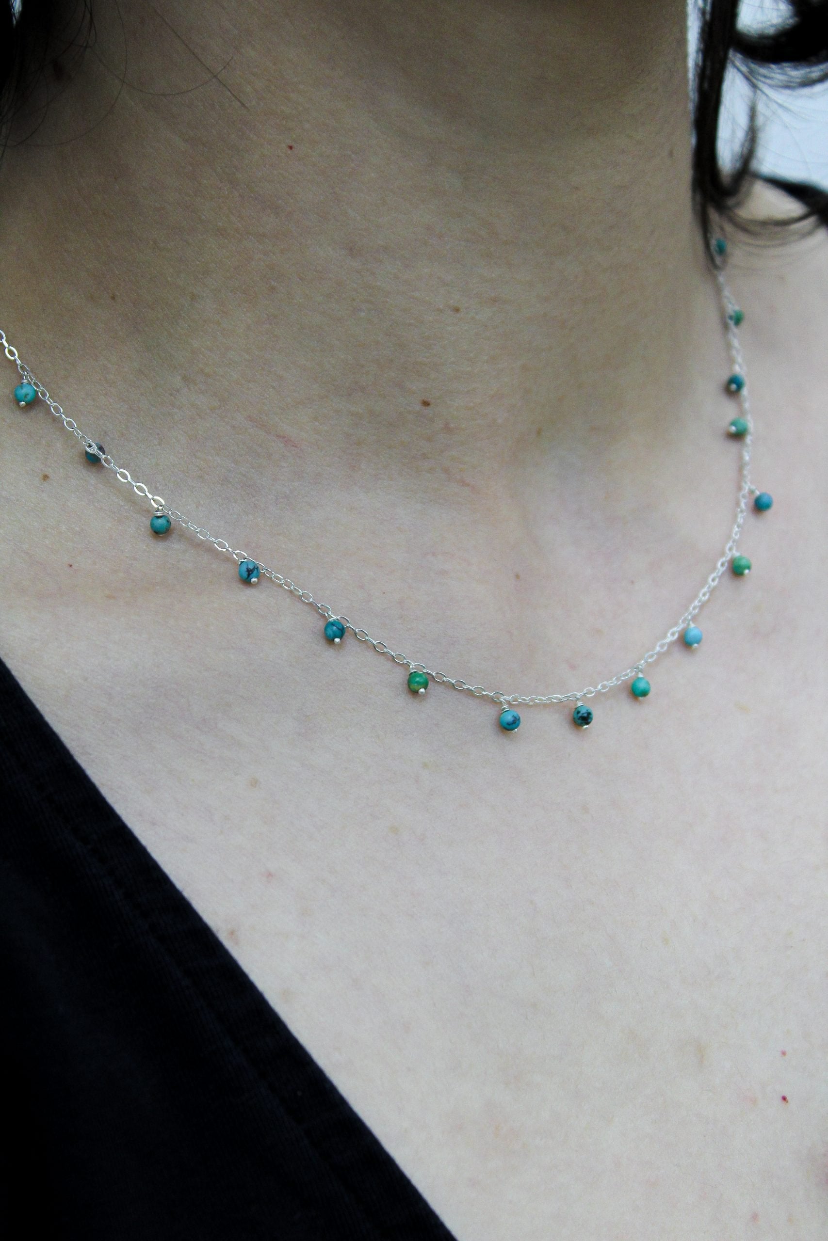Silver & Turquoise Beaded Necklace image 5