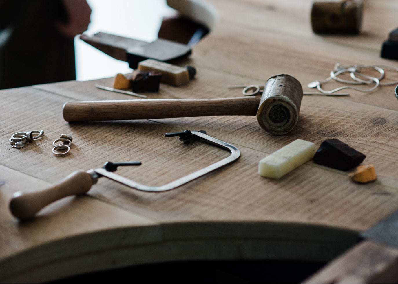jewellery tools hammer handsaw ring polish compounds bangles workshop bench amy eira jewellery 