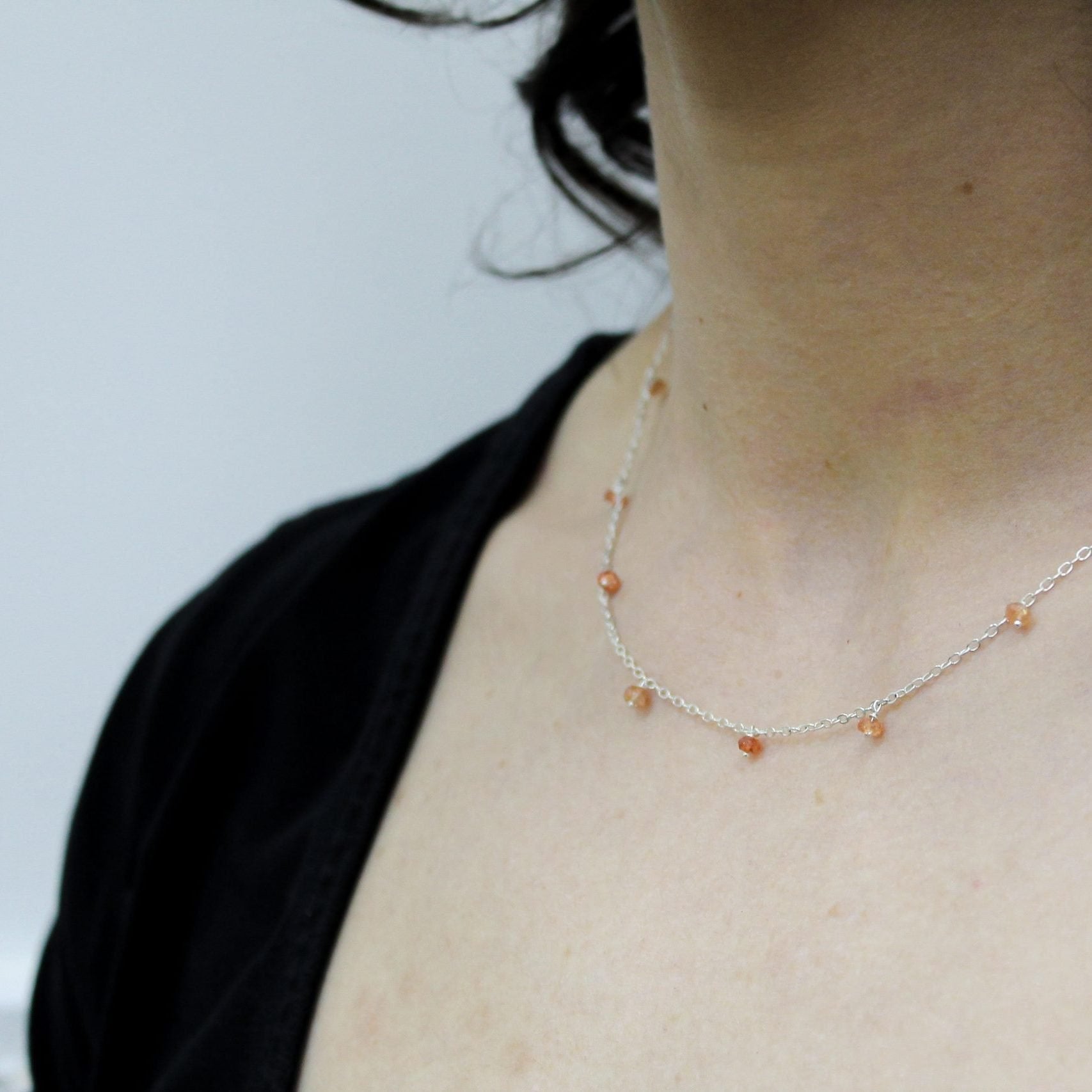 Silver & Sunstone Beaded Necklace image 4
