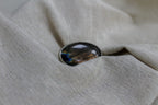 Large Recycled Silver Labradorite Oval Statement Ring image 1
